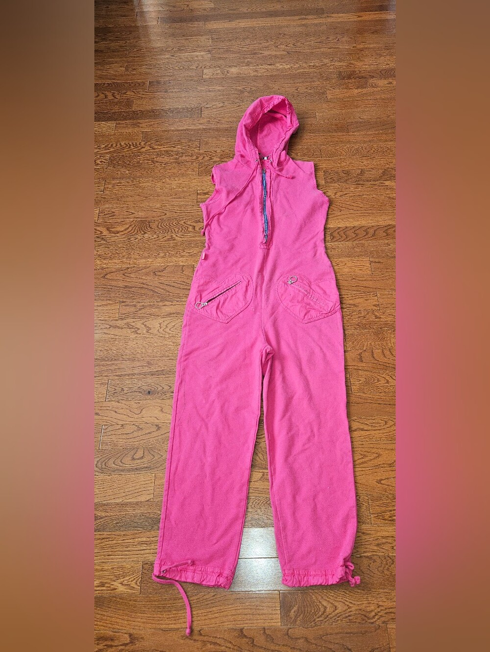 Sleeveless Pink Hooded Jumpsuit